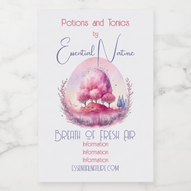 Erstellen Sie Ihre eigene rosa Baumlandschaft Weinetikett (Einzelnes Label)