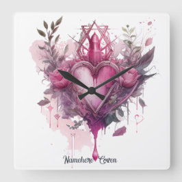 Erstellen Sie Ihre eigene rosa Liebe-Kerze Quadratische Wanduhr