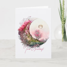 Erstellen Sie Ihre eigene rosa Mondlandschaft Feiertagskarte