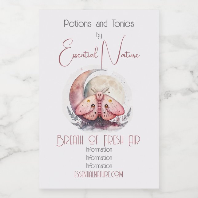 Erstellen Sie Ihre eigene rosa Mondmotte Lebensmitteletikett (Einzelnes Label)