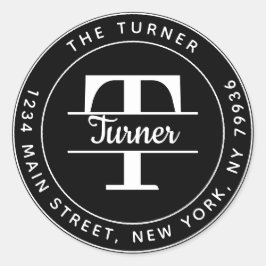 Erstellen Sie Ihre eigene Round Monogram Rücksende Runder Aufkleber