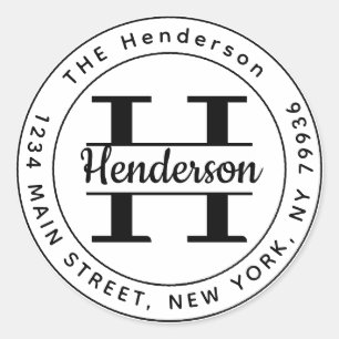 Erstellen Sie Ihre eigene Round Monogram Rücksende Runder Aufkleber