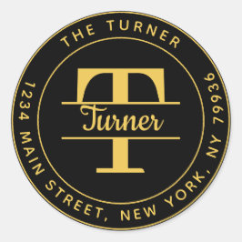 Erstellen Sie Ihre eigene Round Monogram Rücksende Runder Aufkleber