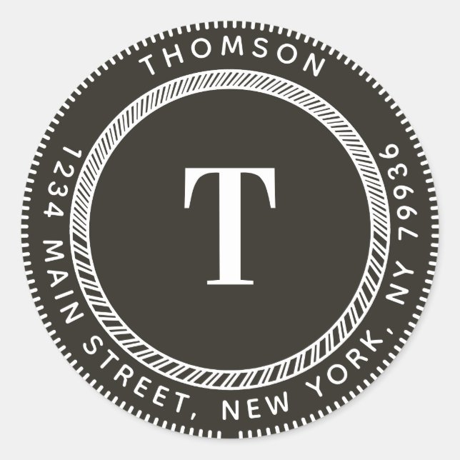 Erstellen Sie Ihre eigene Rücksendeadresse, elegan Runder Aufkleber (Vorderseite)