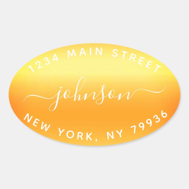 Erstellen Sie Ihre eigene Rücksendeadresse Gold Wh Ovaler Aufkleber (Vorderseite)