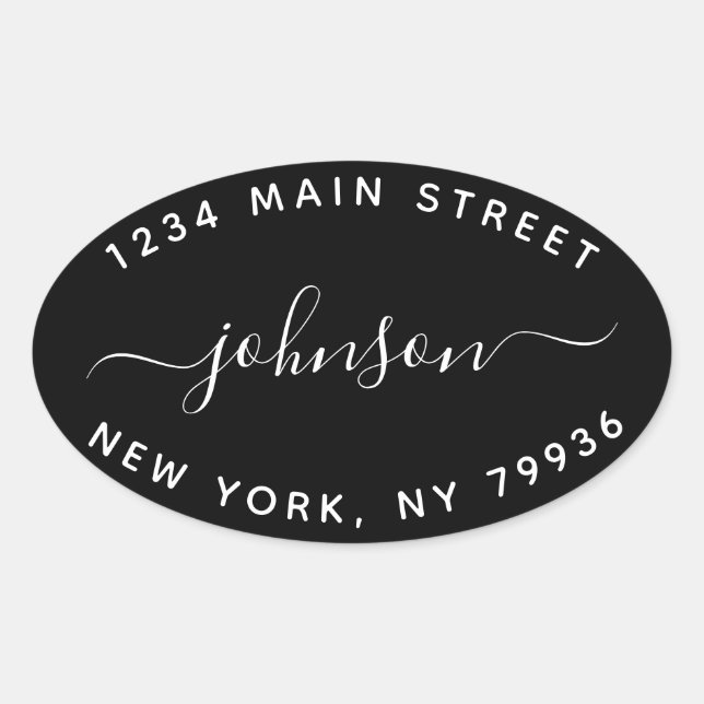Erstellen Sie Ihre eigene Rücksendeadresse Schwarz Ovaler Aufkleber (Vorderseite)