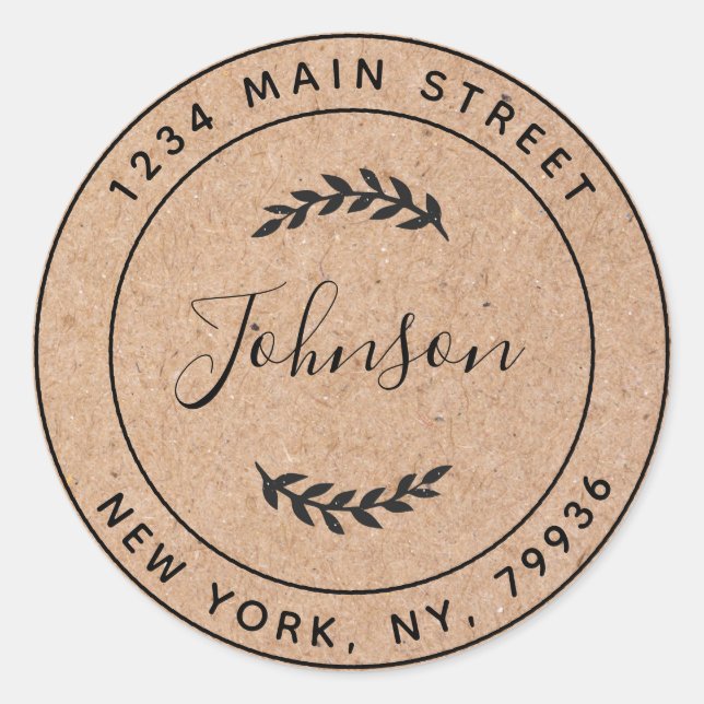 Erstellen Sie Ihre eigene runde Rücksendeadresse K Runder Aufkleber (Vorderseite)