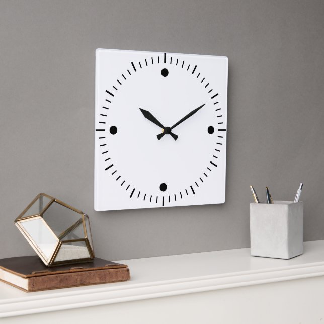 Erstellen Sie Ihre eigene runde, weiße Gerahmte Wa Quadratische Wanduhr (Büro)