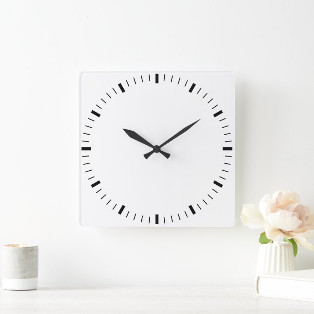 Erstellen Sie Ihre eigene runde, weiße Gerahmte Wa Quadratische Wanduhr (Zuhause)
