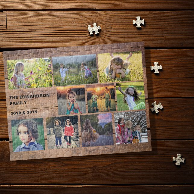 Erstellen Sie Ihre eigene rustikale Familienkollek Puzzle (Create your own personal family photo collage jigsaw puzzle, Great fun !)