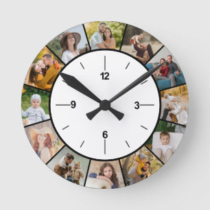 Erstellen Sie Ihre eigene Schwarz-Weiß-Fotocollage Runde Wanduhr