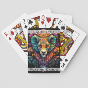 Erstellen Sie Ihre eigene Stammesfantasy Wilde Kat Spielkarten