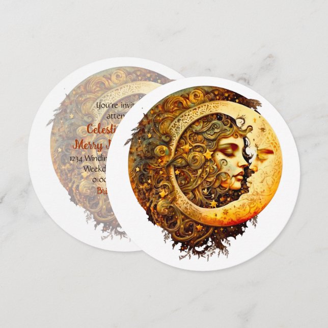 Erstellen Sie Ihre eigene Steampunk-Mondgöttin Einladung (Vorne/Hinten)
