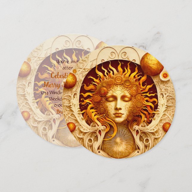 Erstellen Sie Ihre eigene Steampunk-Sun-Göttin Einladung (Vorne/Hinten)