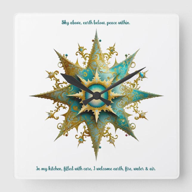 Erstellen Sie Ihre eigene Steampunk-Weihnachten-Sc Quadratische Wanduhr (Vorderseite)