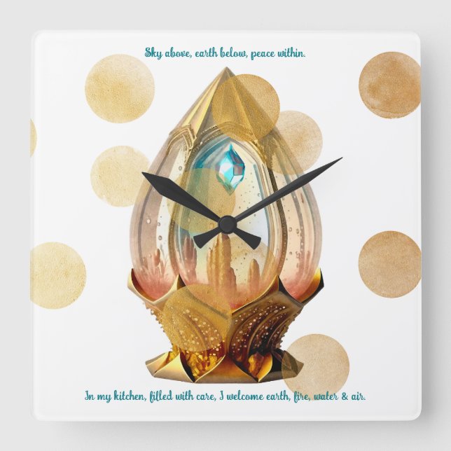 Erstellen Sie Ihre eigene Steampunker Kristallkuge Quadratische Wanduhr (Vorderseite)