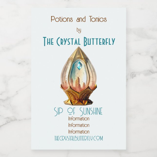 Erstellen Sie Ihre eigene Steampunker Kristallkuge Weinetikett (Einzelnes Label)