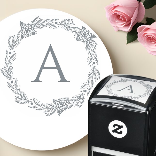 Erstellen Sie Ihre eigene stilvolle Monogram-Brief Permastempel ( Elegant Floral Monogram Stamp for Personalized Impressions)