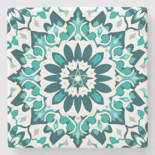 Erstellen Sie Ihre eigene Teal Aqua Grau Faux Tala Steinuntersetzer