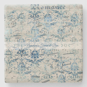 Erstellen Sie Ihre eigene Vintage-Blau-Damaskus-No Steinuntersetzer