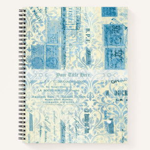 Erstellen Sie Ihre eigene Vintage-Post mit blauem  Notizbuch