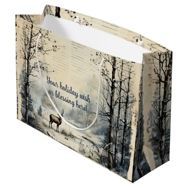 Erstellen Sie Ihre eigene Vintage Winterrutsche Große Geschenktüte (Rückseite Schrägansicht)