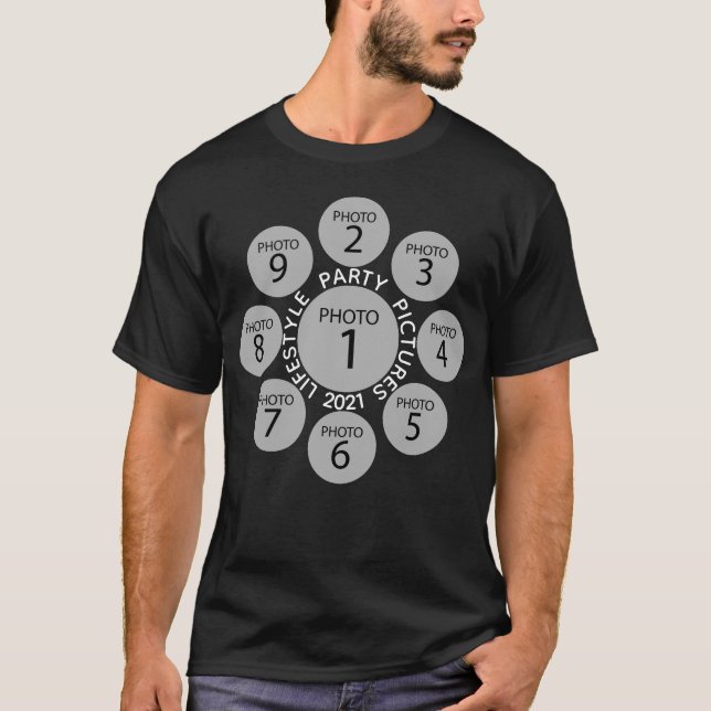 Erstellen Sie Ihre eigene VORLAGE 9 FOTOKOLLAGE T-Shirt (Vorderseite)