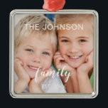 Erstellen Sie Ihre eigene Weihnachts-Familienfotov Ornament Aus Metall<br><div class="desc">Erstellen Sie Ihre eigene Weihnachtsfamilie Foto Template Ornament mit individuellem Bild macht ein perfektes Personalisiertes Weihnachtsgeschenk. Dieses moderne und elegante Weihnachtsschmuck aus dem Foto ist ein großartiges Geschenk für Großmutter,  Großvater,  Mutter oder Vater.</div>