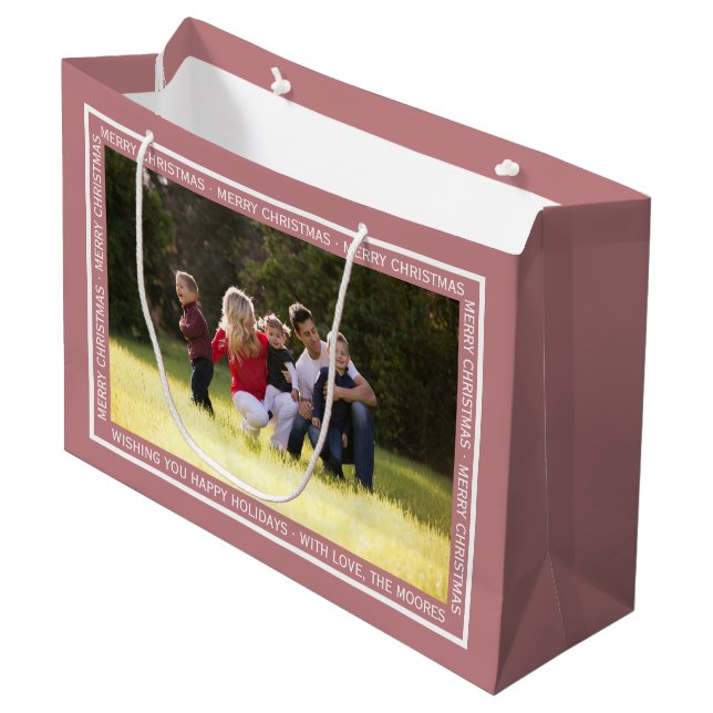 Erstellen Sie Ihre eigene Weihnachts staubige Rose Große Geschenktüte (Vorderseite Schrägansicht)