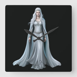 Erstellen Sie Ihre eigene Weiße Hexe Quadratische Wanduhr