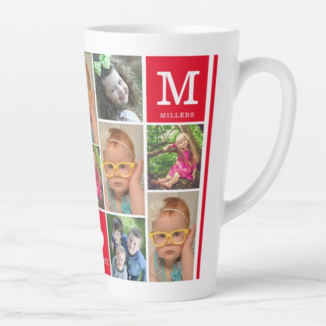 Erstellen Sie Ihre eigenen 12 Collage Monogram Red Milchtasse (Rechts)