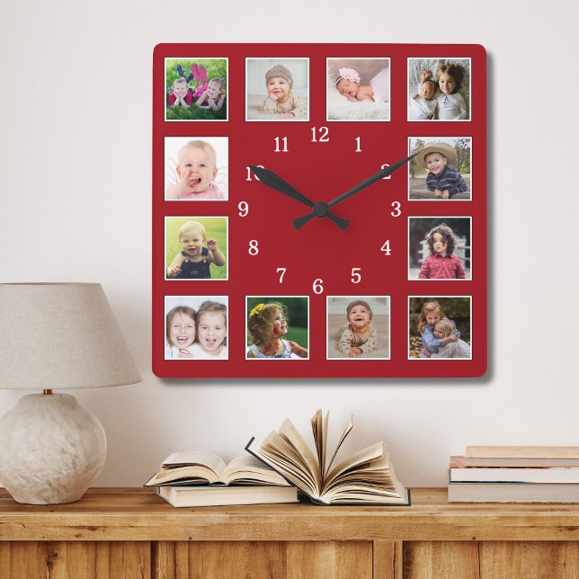 Erstellen Sie Ihre eigenen 12-Familien Kinder Foto Quadratische Wanduhr (Von Creator hochgeladen)
