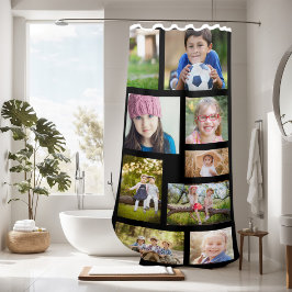 Erstellen Sie Ihre eigenen 14 Foto Collage Black M Duschvorhang