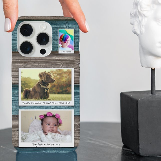 Erstellen Sie Ihre eigenen 3 Foto Collage Blue Gra iPhone Hülle (Von Creator hochgeladen)