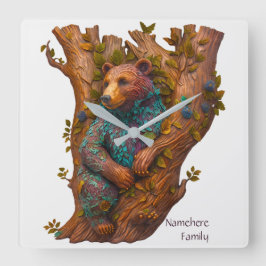 Erstellen Sie Ihre eigenen 3D-Imitate Bois Carved  Quadratische Wanduhr