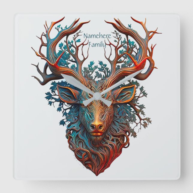 Erstellen Sie Ihre eigenen 3D-Imitate Bois Golden  Quadratische Wanduhr (Vorderseite)