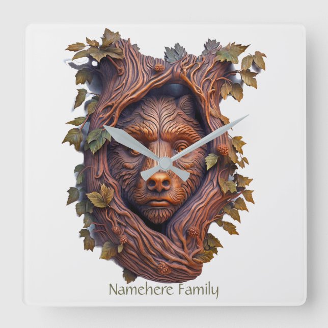 Erstellen Sie Ihre eigenen 3D-Imitate Bois Wood Ca Quadratische Wanduhr (Vorderseite)