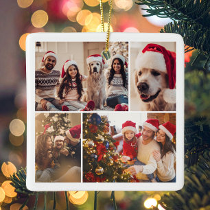 Erstellen Sie Ihre eigenen 4 Foto Collage Weihnach Keramikornament