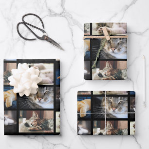 Erstellen Sie Ihre eigenen 5 Foto Collage Black Bo Geschenkpapier Set