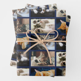 Erstellen Sie Ihre eigenen 5 Foto Collage Navy Blu Geschenkpapier Set