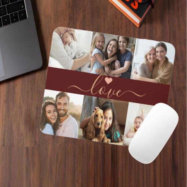 Erstellen Sie Ihre eigenen 6 FotoCollage Custom Re Mousepad (Photo Collage Custom Red Gold Mouse Pad)
