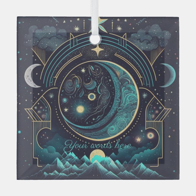 Erstellen Sie Ihre eigenen Abstrakten Himmelsmonde Ornament Aus Glas (Vorderseite)