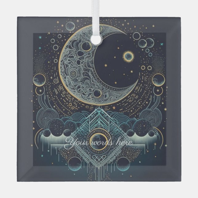 Erstellen Sie Ihre eigenen Abstrakten Himmelsmonde Ornament Aus Glas (Vorderseite)