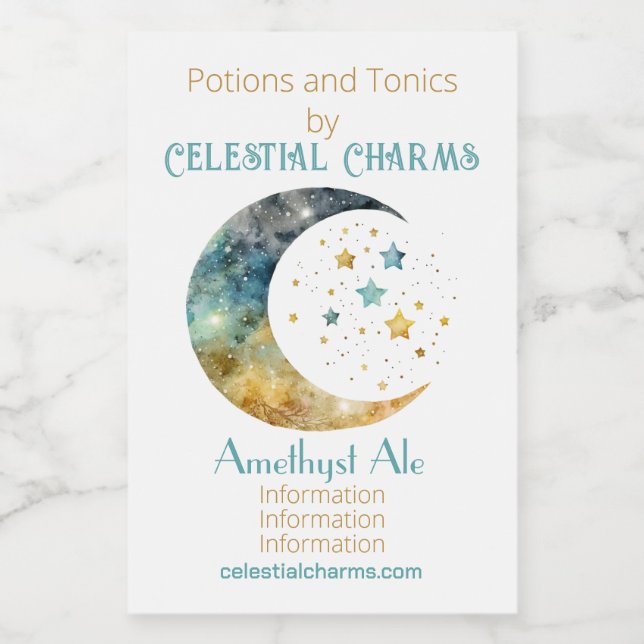 Erstellen Sie Ihre eigenen Aquarellfarben Halbmond Weinetikett (Einzelnes Label)