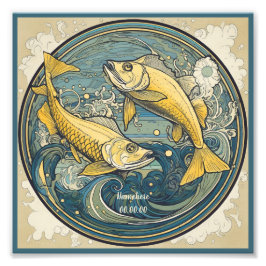 Erstellen Sie Ihre eigenen Art Nouveau Pisces Zodi Fotodruck