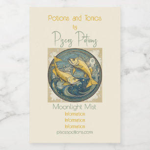 Erstellen Sie Ihre eigenen Art Nouveau Pisces Zodi Weinetikett