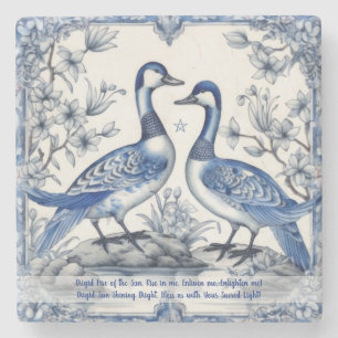 Erstellen Sie Ihre eigenen blauen Chinoiserie-Blum Steinuntersetzer