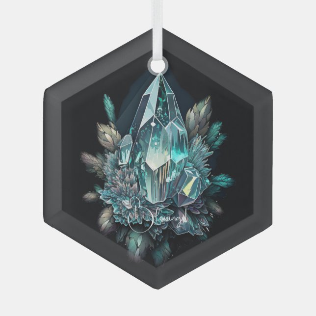 Erstellen Sie Ihre eigenen blauen Kristalle Ornament Aus Glas (Vorderseite)