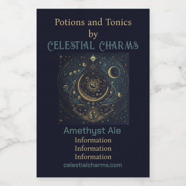 Erstellen Sie Ihre eigenen Blue & Gold Himmelskart Weinetikett (Einzelnes Label)