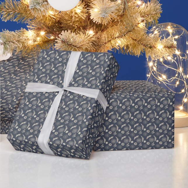 Erstellen Sie Ihre eigenen Blue & Gold Snowflakes  Geschenkpapier (Feiertage)